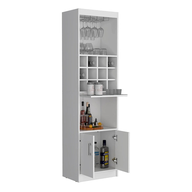 71 in. Tall Bar Cabinet with Wine Rack, Stemware Holder and 5 Shelves