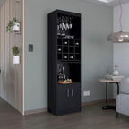 71 in. Tall Bar Cabinet with Wine Rack, Stemware Holder and 5 Shelves