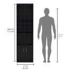 71 in. Tall Bar Cabinet with Wine Rack, Stemware Holder and 5 Shelves