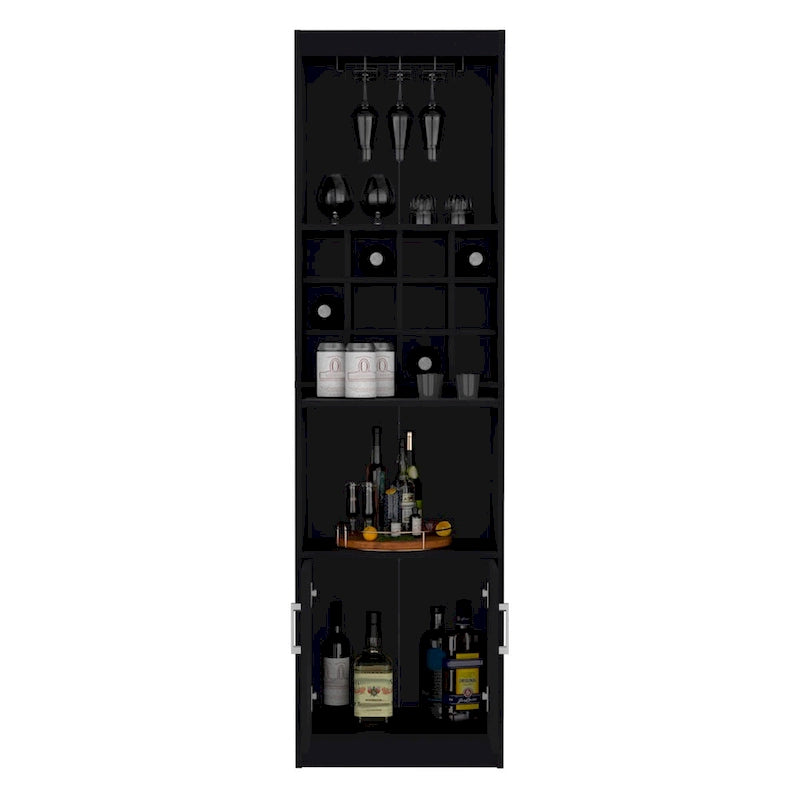 71 in. Tall Bar Cabinet with Wine Rack, Stemware Holder and 5 Shelves