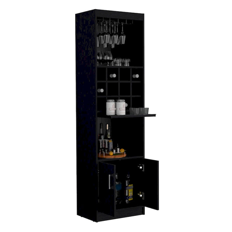 71 in. Tall Bar Cabinet with Wine Rack, Stemware Holder and 5 Shelves