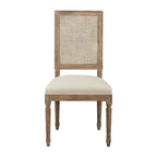 Linen and Cane Oak Dining Chair, Neutral