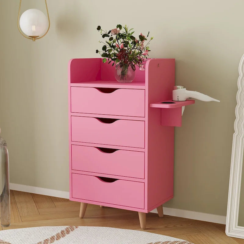 4-Layer Salon Storage Cabinet with Drawers and Dryer Holders