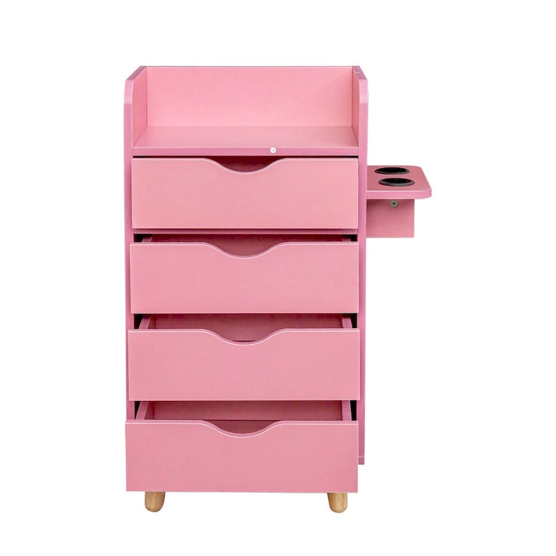 4-Layer Salon Storage Cabinet with Drawers and Dryer Holders