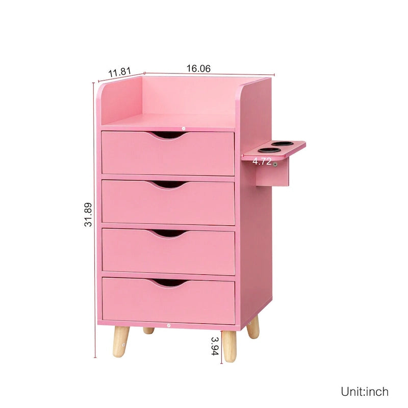 4-Layer Salon Storage Cabinet with Drawers and Dryer Holders