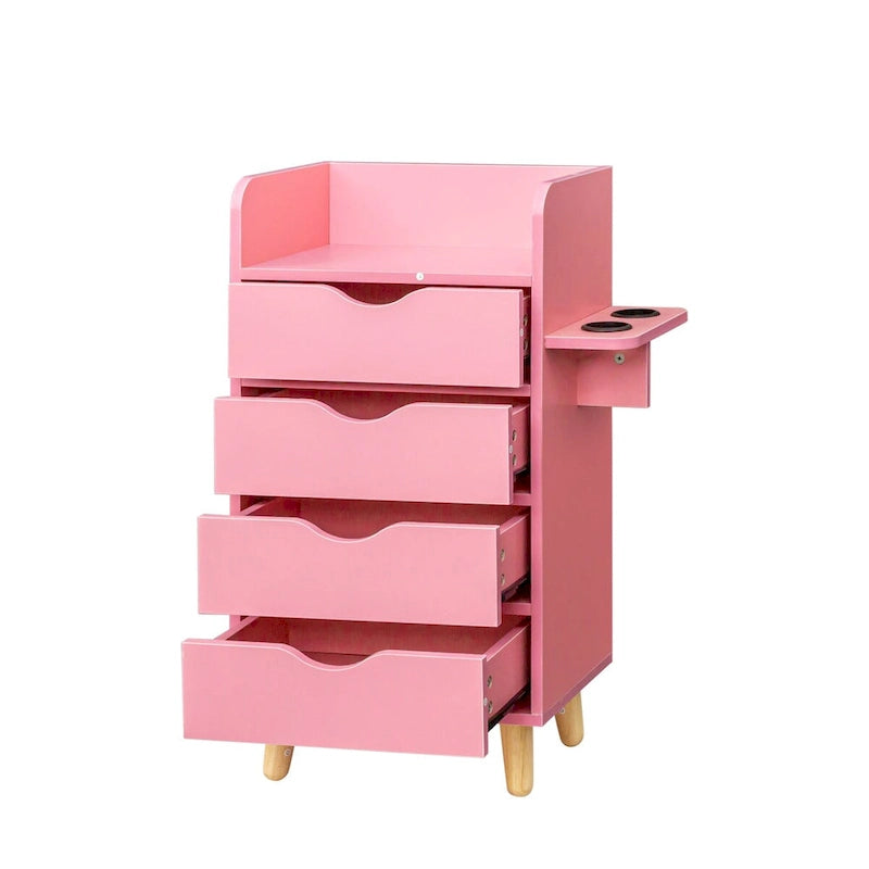 4-Layer Salon Storage Cabinet with Drawers and Dryer Holders