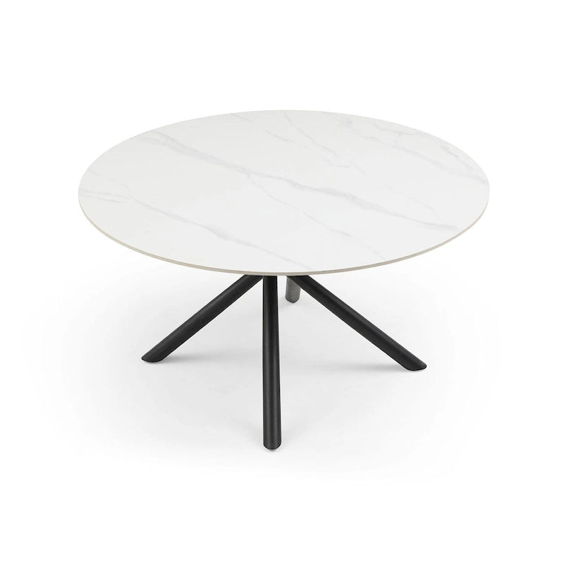 Modern Glam Marble Round Dining Table with Metal Cross Legs