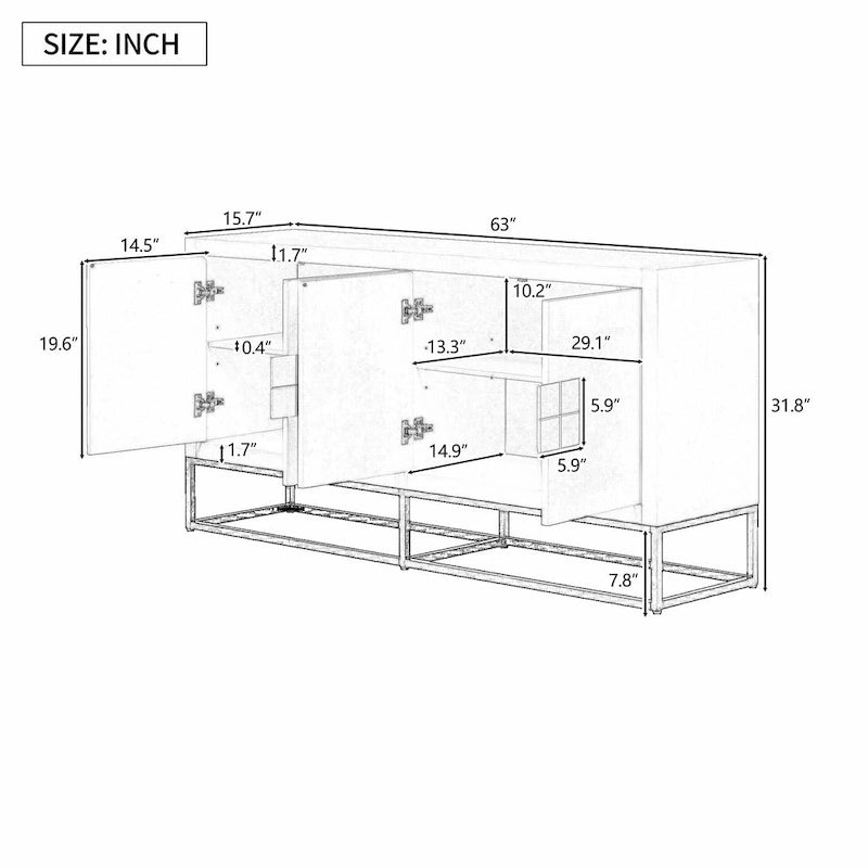 Luxurious Cabinet with Unique Support Legs and Adjustable Shelves
