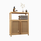 Large Capacity Bamboo Storage Cabinet Furniture for Bathroom Living Room with Shelves