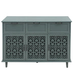 3-Door 3-Drawer Cabinet with Carved Panels, Metal Handles and Solid Wood Feet