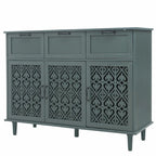 3-Door 3-Drawer Cabinet with Carved Panels, Metal Handles and Solid Wood Feet