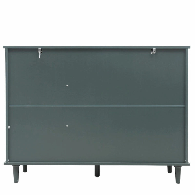 3-Door 3-Drawer Cabinet with Carved Panels, Metal Handles and Solid Wood Feet