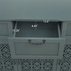 3-Door 3-Drawer Cabinet with Carved Panels, Metal Handles and Solid Wood Feet