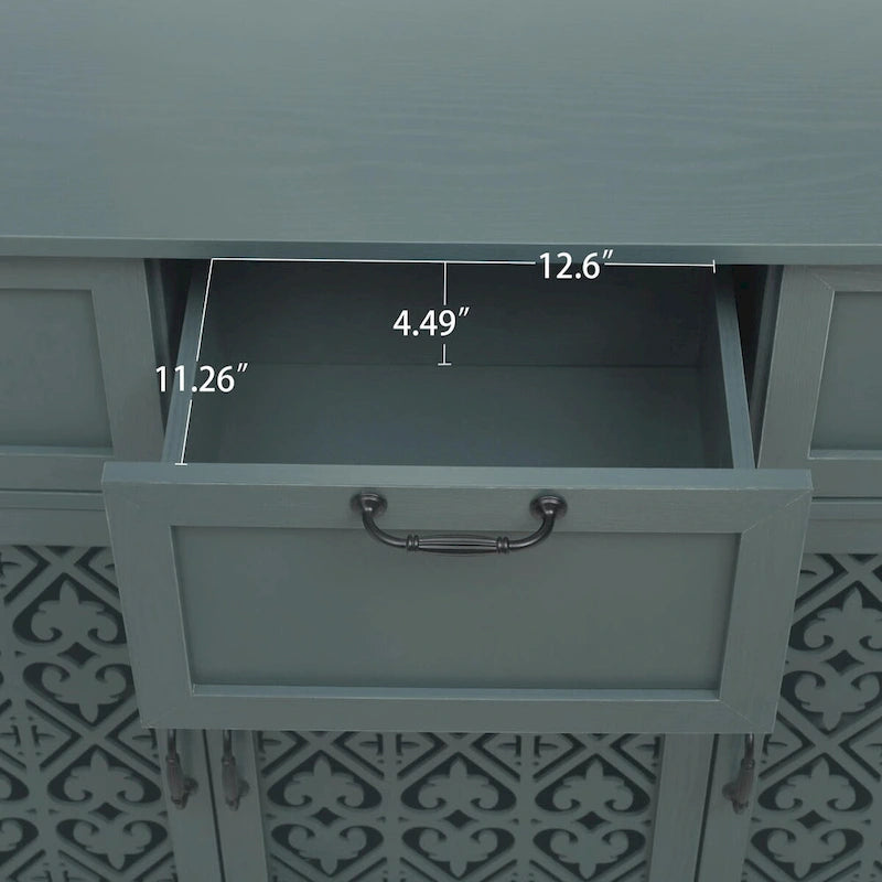 3-Door 3-Drawer Cabinet with Carved Panels, Metal Handles and Solid Wood Feet