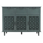 3-Door 3-Drawer Cabinet with Carved Panels, Metal Handles and Solid Wood Feet