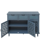 3-Door 3-Drawer Cabinet with Carved Panels, Metal Handles and Solid Wood Feet