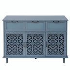 3-Door 3-Drawer Cabinet with Carved Panels, Metal Handles and Solid Wood Feet