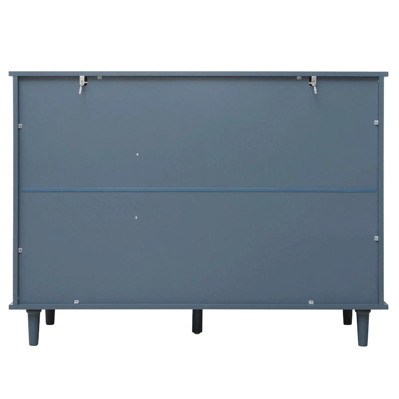3-Door 3-Drawer Cabinet with Carved Panels, Metal Handles and Solid Wood Feet