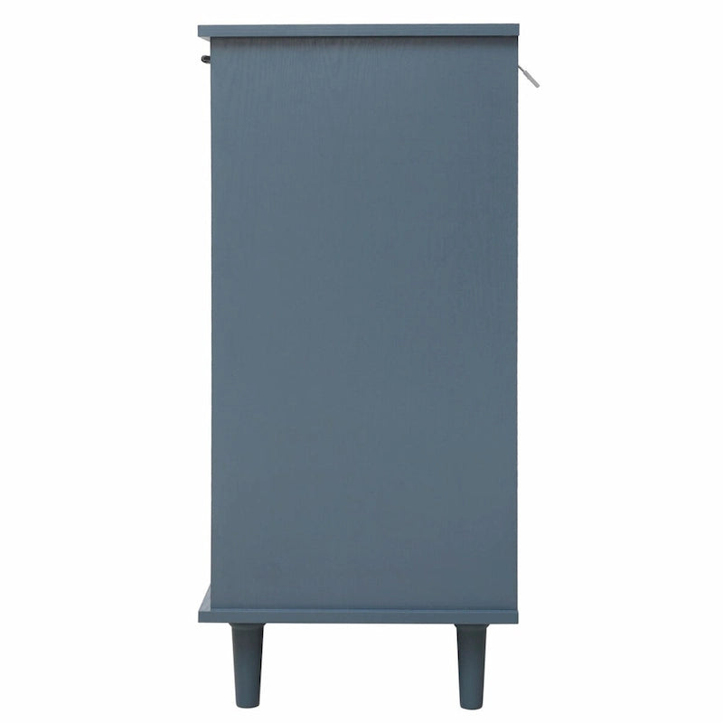 3-Door 3-Drawer Cabinet with Carved Panels, Metal Handles and Solid Wood Feet