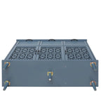 3-Door 3-Drawer Cabinet with Carved Panels, Metal Handles and Solid Wood Feet