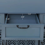 3-Door 3-Drawer Cabinet with Carved Panels, Metal Handles and Solid Wood Feet