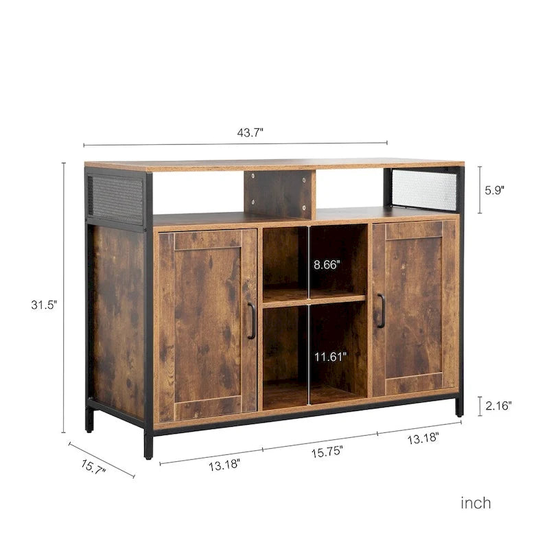 Sideboard with Open Shelves and Anti-Tipping Kit