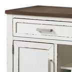 54-Inch Buffet Server with Wine Rack, 2 Drawers and Cabinet – Two-Tone White & Brown