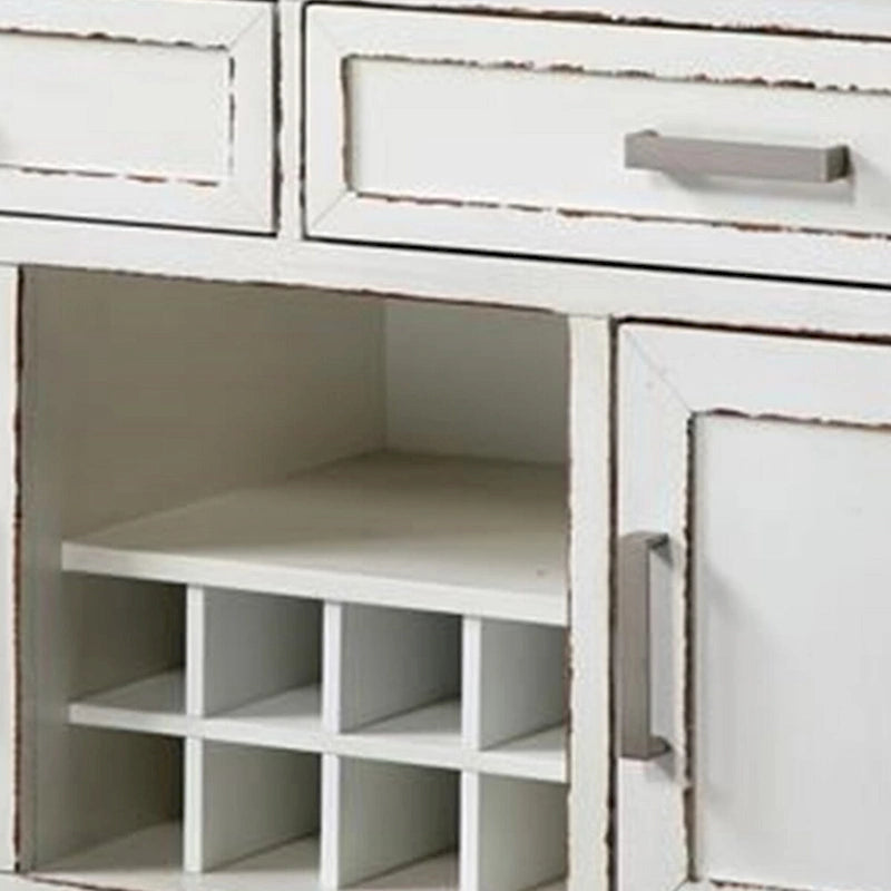 54-Inch Buffet Server with Wine Rack, 2 Drawers and Cabinet – Two-Tone White & Brown