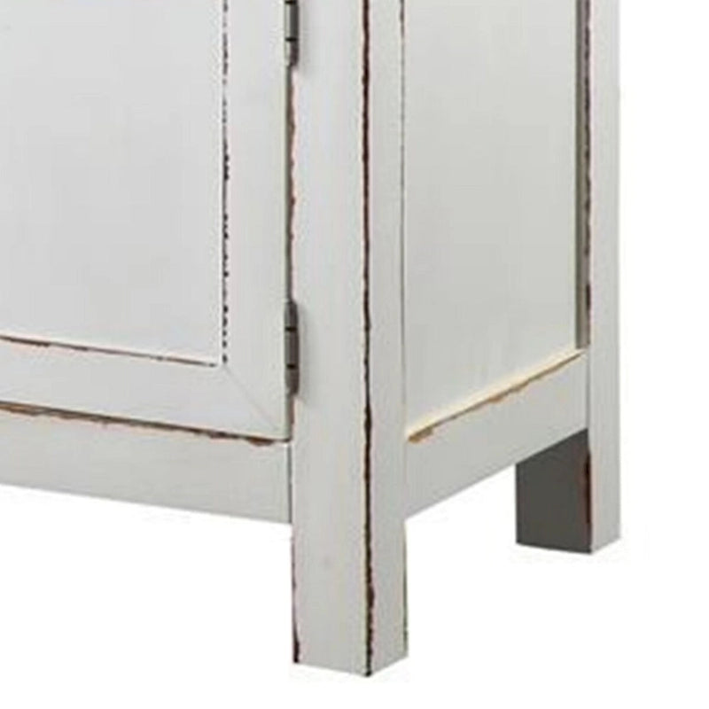 54-Inch Buffet Server with Wine Rack, 2 Drawers and Cabinet – Two-Tone White & Brown