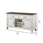 54-Inch Buffet Server with Wine Rack, 2 Drawers and Cabinet – Two-Tone White & Brown