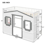 Twin Size Wooden House Loft Bed With Ladder