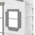 Twin Size Wooden House Loft Bed With Ladder