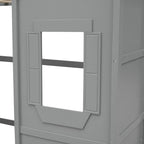 Twin Size Wooden House Loft Bed With Ladder