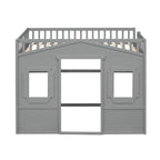 Twin Size Wooden House Loft Bed With Ladder
