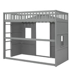 Twin Size Wooden House Loft Bed With Ladder
