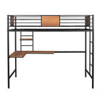Metal Loft Bed Twin Size with Desk and Shelves