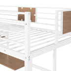 Metal Loft Bed Twin Size with Desk and Shelves