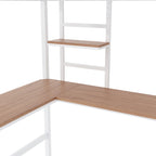 Metal Loft Bed Twin Size with Desk and Shelves