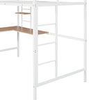 Metal Loft Bed Twin Size with Desk and Shelves