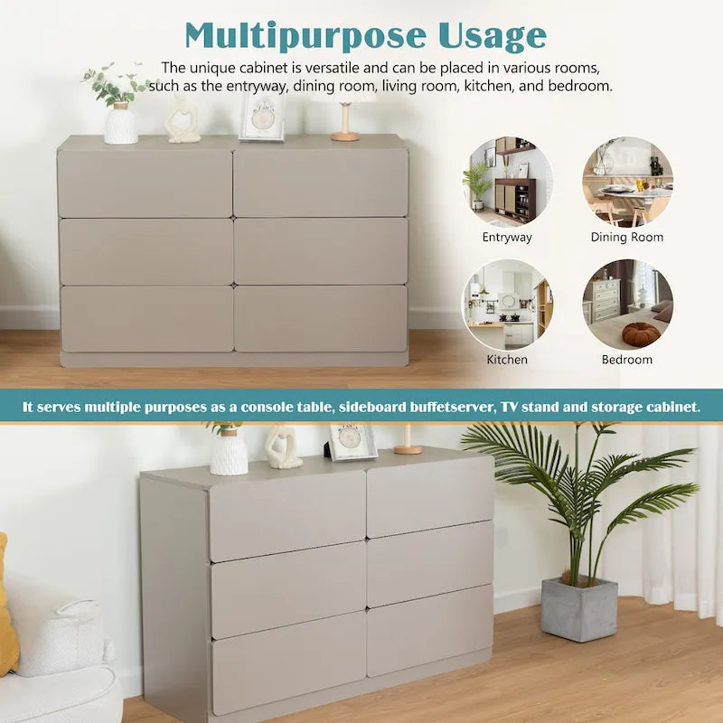 6-Drawer Dresser and Storage Cabinet – Gray