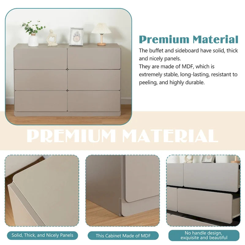 6-Drawer Dresser and Storage Cabinet – Gray