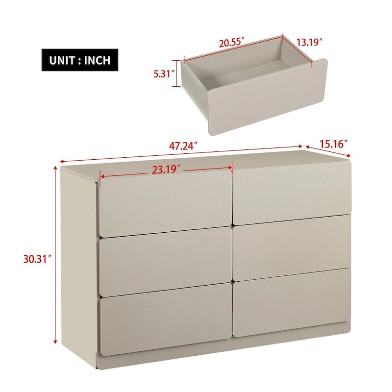 6-Drawer Dresser and Storage Cabinet – Gray