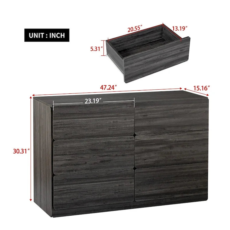 6-Drawer Dresser and Storage Cabinet – Gray