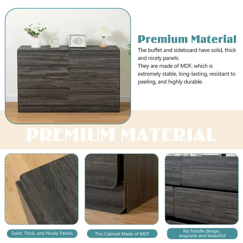 6-Drawer Dresser and Storage Cabinet – Gray