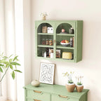 Modern Two-Door Wall Cabinet with Glass Doors and Three-Tier Storage – Woven Pattern, 27.56"W
