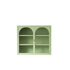 Modern Two-Door Wall Cabinet with Glass Doors and Three-Tier Storage – Woven Pattern, 27.56"W