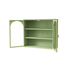 Modern Two-Door Wall Cabinet with Glass Doors and Three-Tier Storage – Woven Pattern, 27.56"W