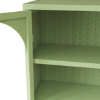 Modern Two-Door Wall Cabinet with Glass Doors and Three-Tier Storage – Woven Pattern, 27.56"W