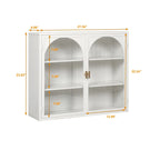 Modern Two-Door Wall Cabinet with Glass Doors and Three-Tier Storage – Woven Pattern, 27.56"W