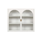 Modern Two-Door Wall Cabinet with Glass Doors and Three-Tier Storage – Woven Pattern, 27.56"W